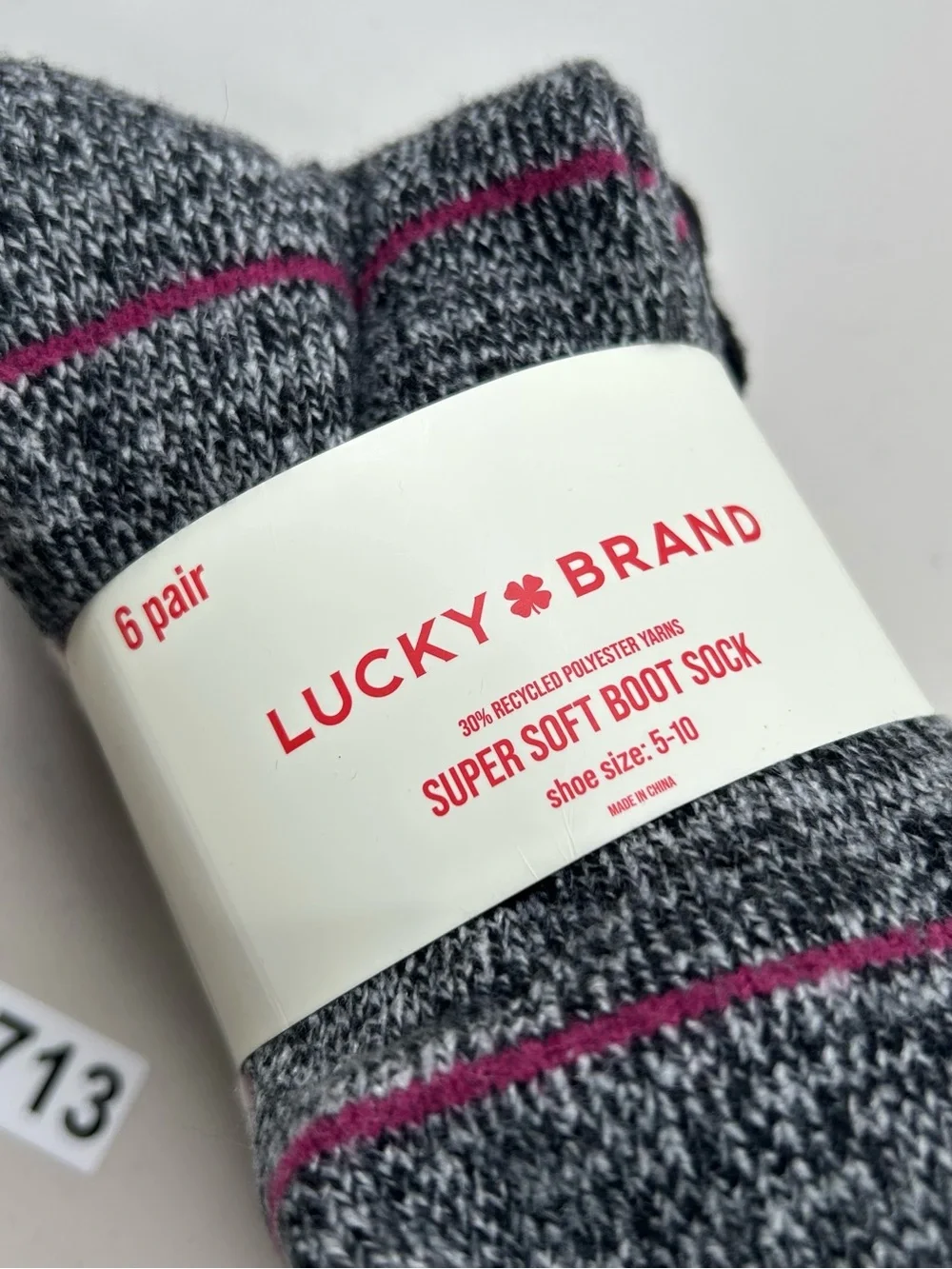 Lucky Brand Women’s Socks 5-10 Pink Gray White Black Super Soft Boot Sock 6 Pack